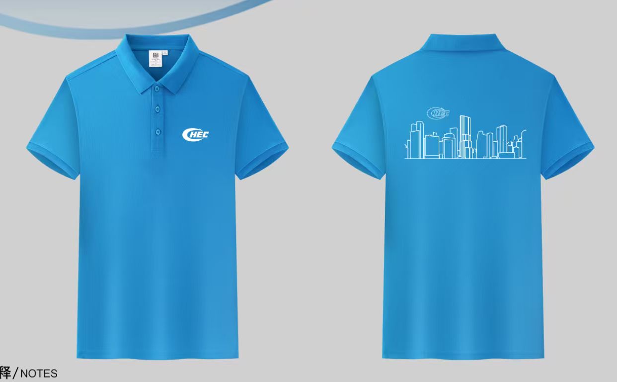 Front and back blue China Harbour project polo