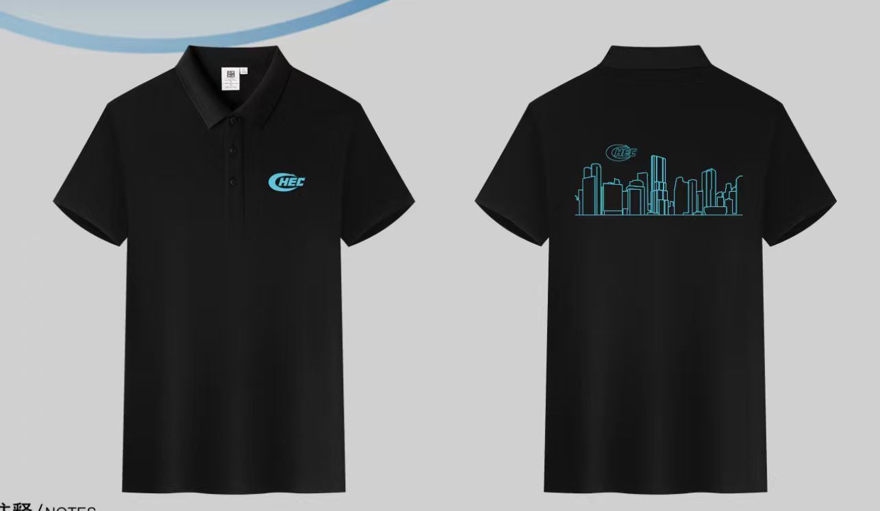 Front and back black China Harbour project polo